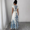 european and american cross-border new summer v-neck fitted patchwork dress
