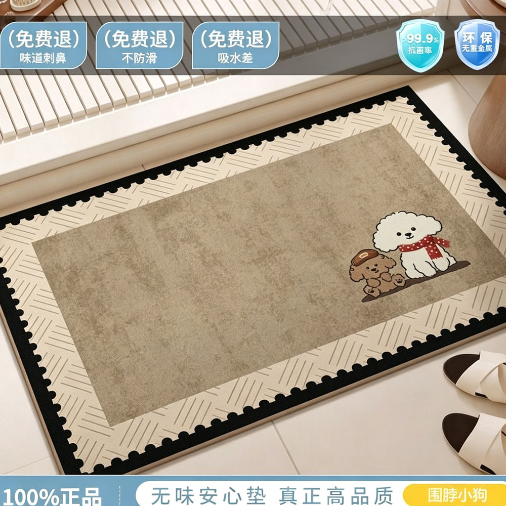 Diatom mud bathroom floor mat door absorbent quick-drying for home bathroom toilet foot mat medieval style wash basin non-slip