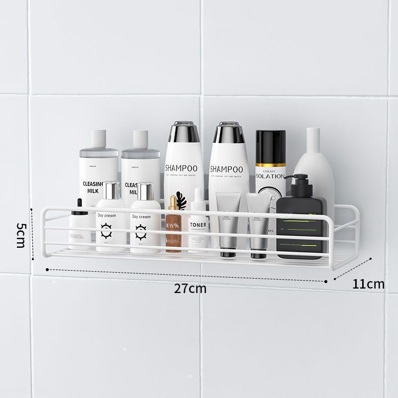 Wall-mounted bathroom shelf - no drilling required - rectangular organizer for vanity, sink, and toilet