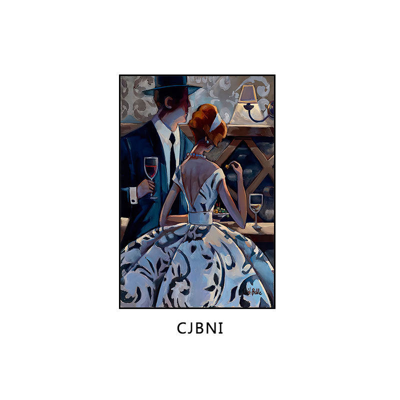 Industrial style bar decorative painting American retro beautiful woman oil painting ktv box hanging painting western restaurant cafe mural