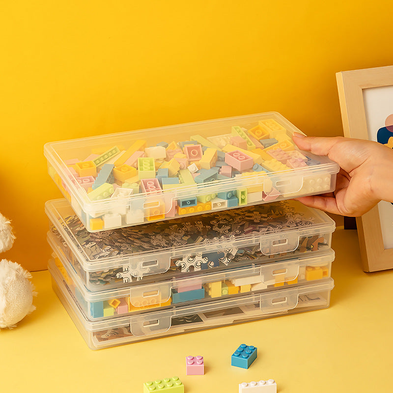 Transparent building block storage box Large capacity drawer Desktop Lego storage box with lid Plastic children's toy storage box