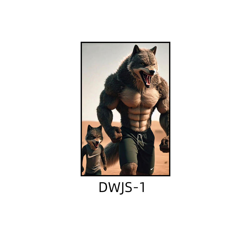 Gym decorative painting industrial style boxing hall hanging painting taekwondo martial arts hall fighting creative animal cartoon mural