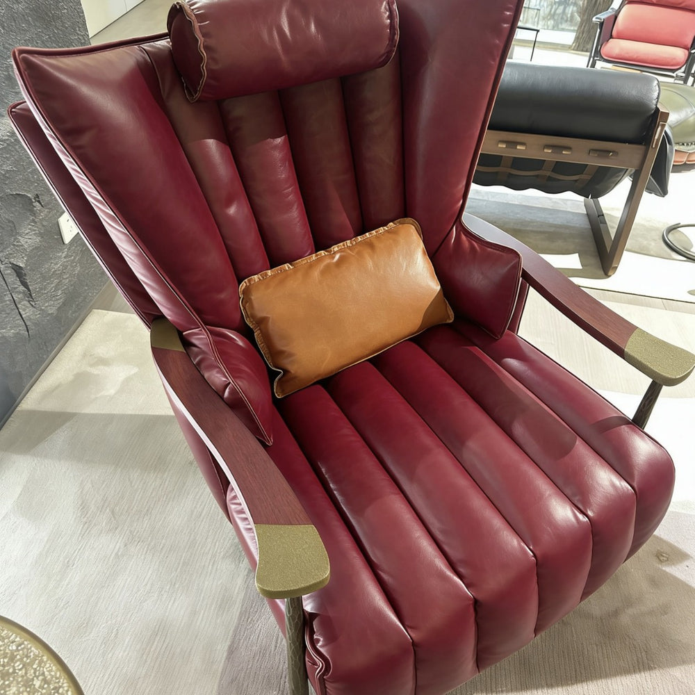 Medieval style single sofa chair retro oil wax casual genuine leather chaise longue cigar chair iron american style master tiger chair