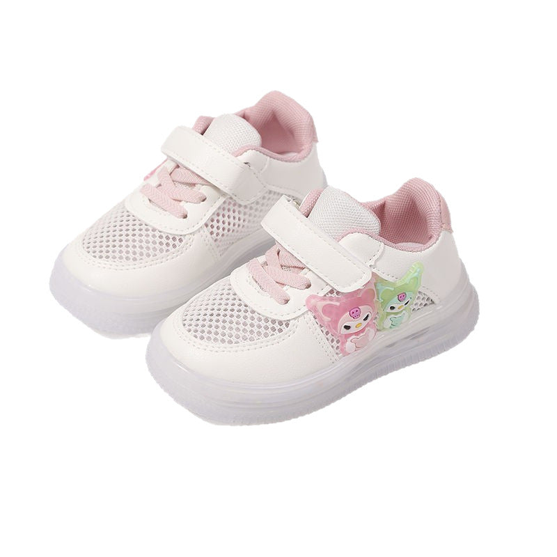 spring/autumn new princess kids' sports shoes - leather upper, led light-up, casual shoes for toddlers and young children (ages 1-6)
