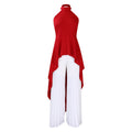 Red clothes and white pants