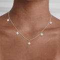 European and american new copper micro-paved zirconia flower pendant necklace, white cubic zirconia four-leaf clover women's choker