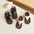 Trendy ins-style flat sandals solid color flip-flops girls' summer outdoor wear leopard print slides thong sandals girls' shoes
