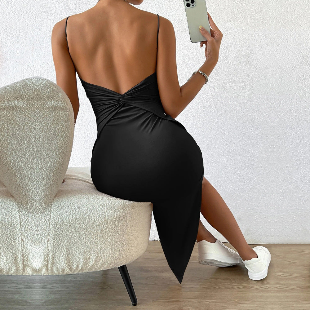 European and american women's clothing  spring new collection: sexy backless slit mini dress - bodycon dress for women