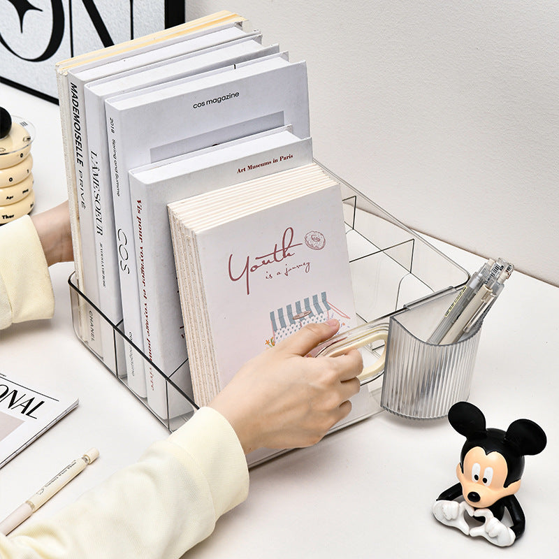 Bookshelf Desktop storage box Acrylic book desk storage box Stationery desk Student sorting box Bookshelf