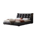 Italian normcore first-layer cowhide genuine leather bed modern casual large apartment master bedroom 1.8m double wedding bed
