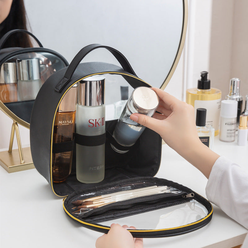PU leather waterproof transparent makeup toilet bag set travel cosmetics sorting storage bag portable portable storage bag
