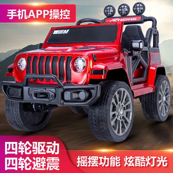 Children's new electric four-wheeler baby remote control car children with swing can sit double four-wheel drive off-road car