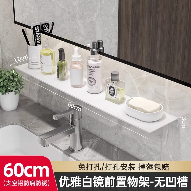 Nordic toilet rack wall hanging wall non-punching toilet bathroom washstand mirror front storage rack one board