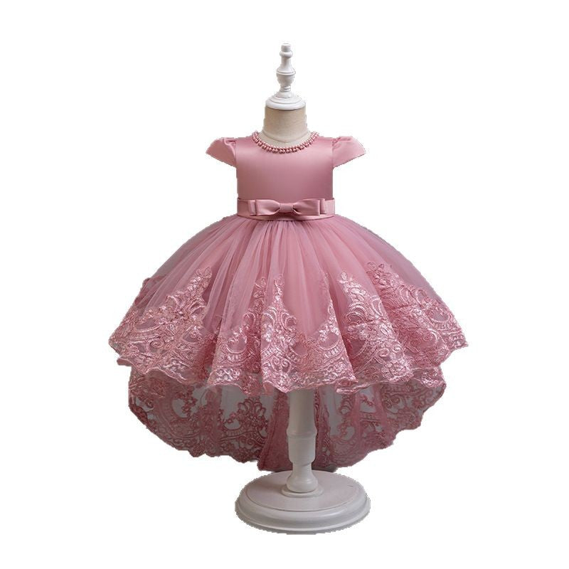 Amazon cross-border new arrival girl performance skirt trailing lace mesh tutu birthday party skirt baby dress