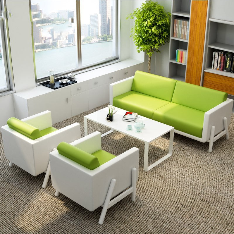 Modern minimalist retail store corporate client business reception area lounge waiting room showroom negotiation office sofa