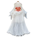 Fairy pleated dress women's summer atmosphere rufflesk-stylehigh waist long skirt whiteelegantpleated skirt