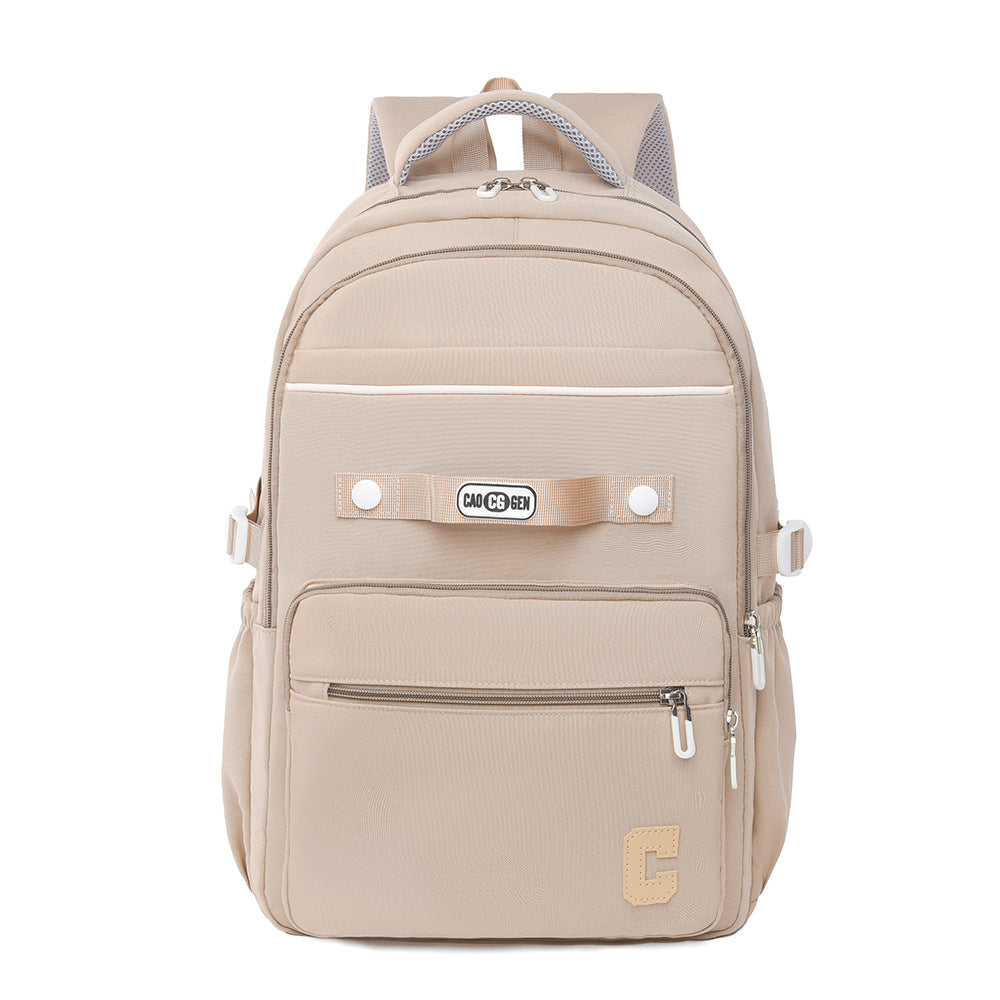 New solid color versatile student schoolbag large capacity backpack junior high school student computer backpack leisure travel