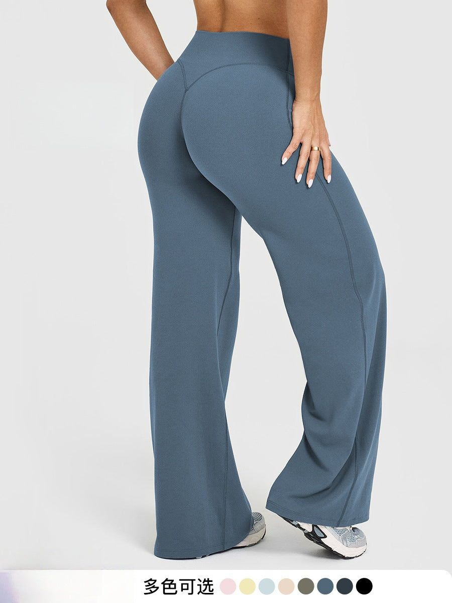 best selling straight-leg pants nude brushed sports casual yoga pants peach butt high waist large stretch fitness pants