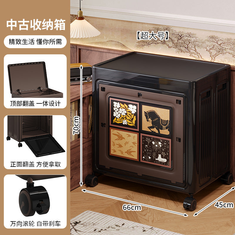 Antique storage box for clothes Large capacity flip cover finishing box Folding storage box Clothes quilt retro storage cabinet