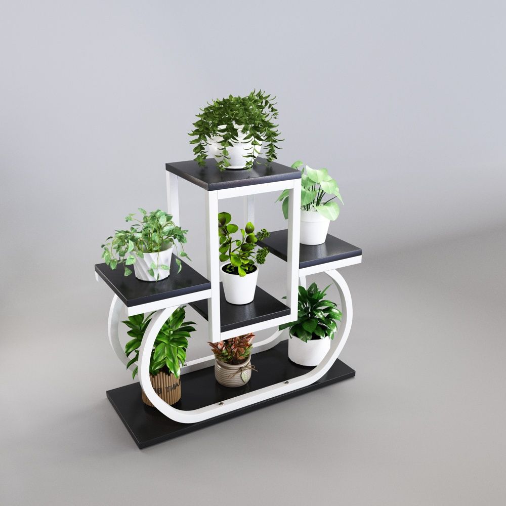 Wrought iron flower stand indoor for home balcony bay window storage living room creative succulent pothos floor-standing thickened flower stand flower pot