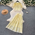 French gentle style heavy industry lacecut outtops high waist skirt women's summer gentle style two-piece set work clothing slimming look