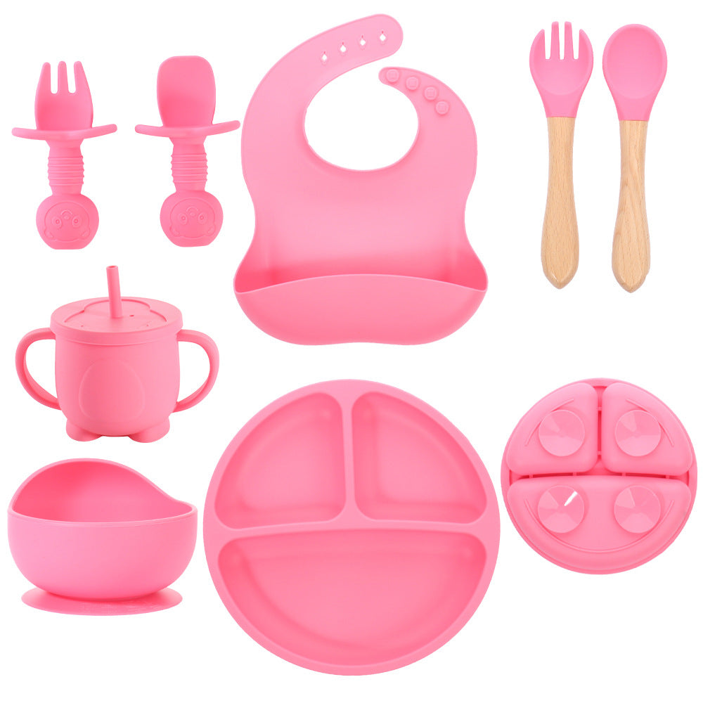 Children's bear fork and spoon set Baby eating training Silicone licking spoon Silicone fork and spoon Baby food supplement tableware spoon