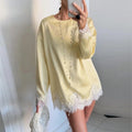 cross-border european and american women's clothing: new autumn collection - fashionable and elegant solid color lace patchwork hollow-out mini dress