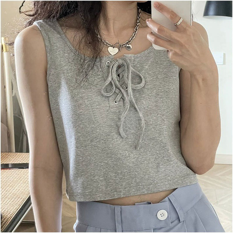 hong kong style japanese sleeveless tank top - women's summer design, unique outerwear, trendy ins style, short cami