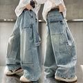 Boys' fall denim pants: new  styles - stylish wide-leg cargo pants for boys, perfect for spring and autumn