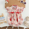 Summer newborn baby princess style breathable floral triangle bodysuit infant short-sleeve full month first birthday dress