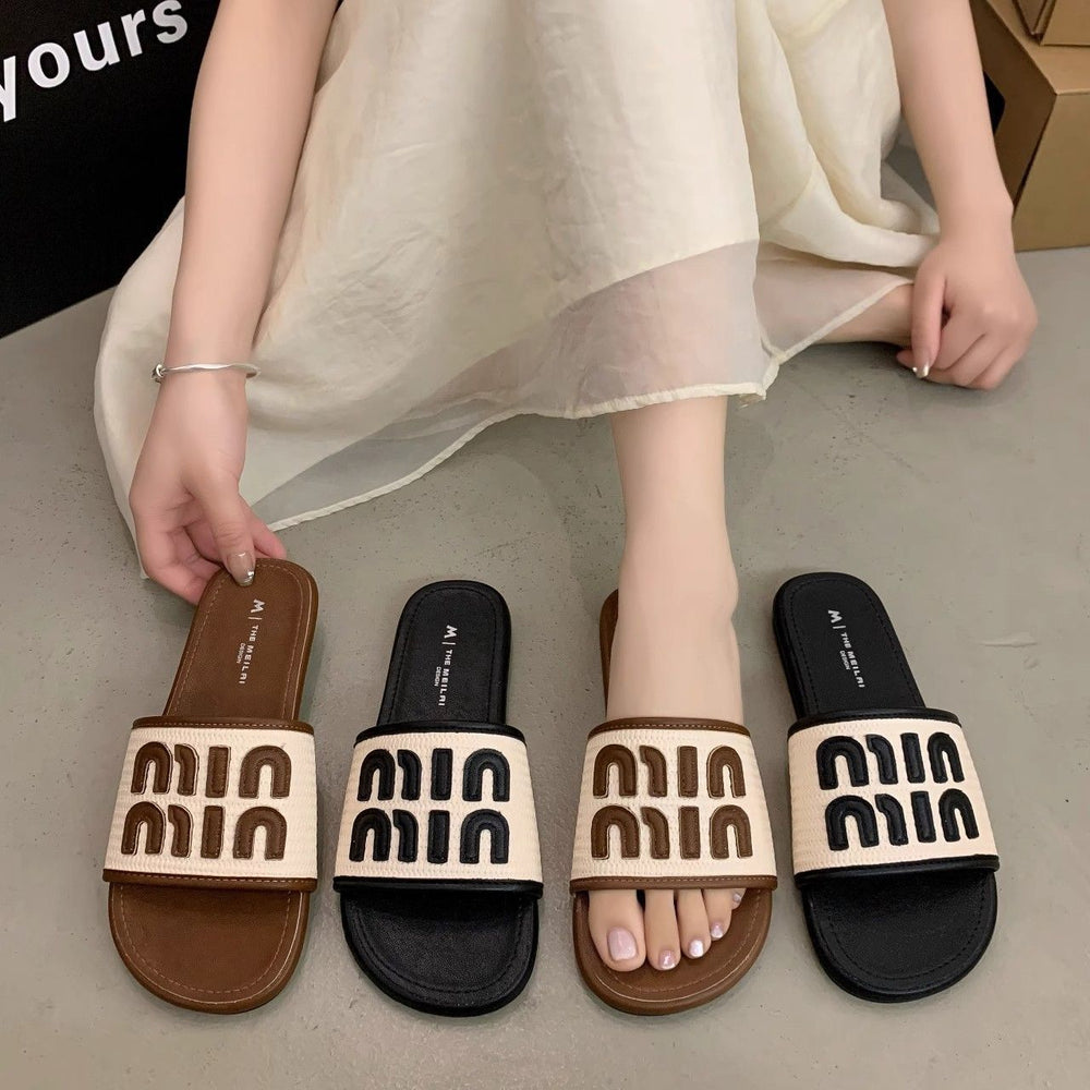 Xiaoxiangfeng flats sandals women's summer outwear 2025new arrivalfashioneasiest for match bath beach one-line shoes deodorizing filter