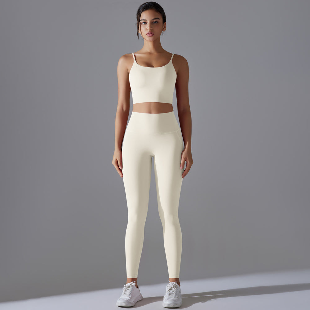 new arrivalhigh waist hip lift nude yoga wear sexy suspender back sports bra suit running fitness wear