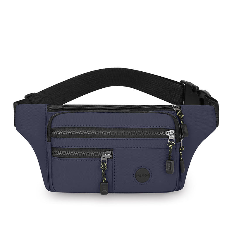 Solid color simple and lightweight men's breast bag multi-layer portable cash register fanny pack PU leather film casual going out shoulder messenger bag