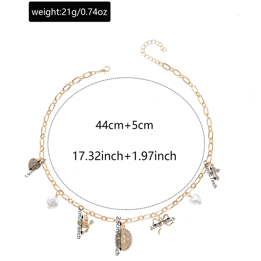 Imitation pearl bow necklace wholesale european and american cross-border portrait relief niche irregular cross clavicle chain for women