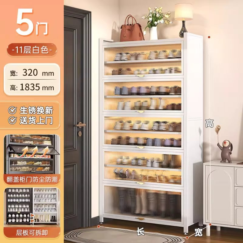 Steel shoe cabinet for home, entryway, and hallway - large capacity, floor-standing, dustproof, multi-functional storage shoe rack