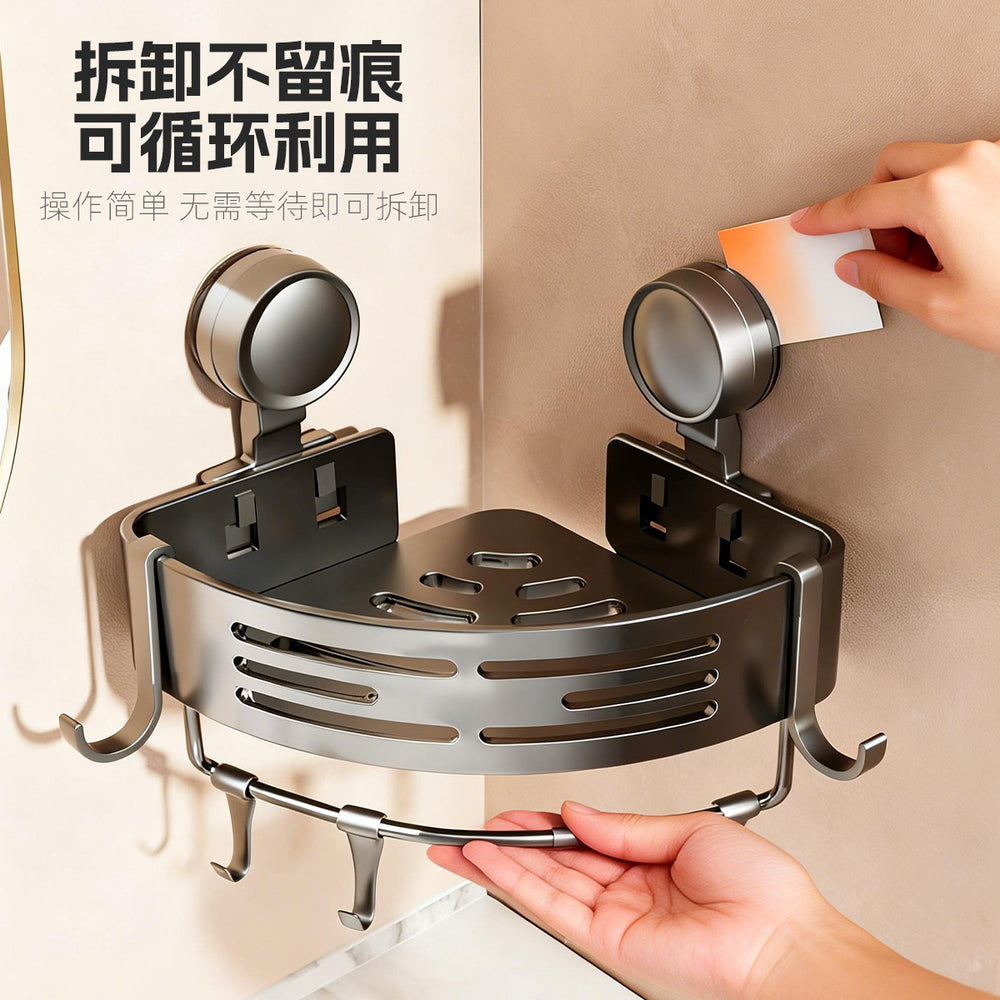 Suction cup bathroom organizer - corner shelf, no drilling required, for bathroom, toilet, and shower storage