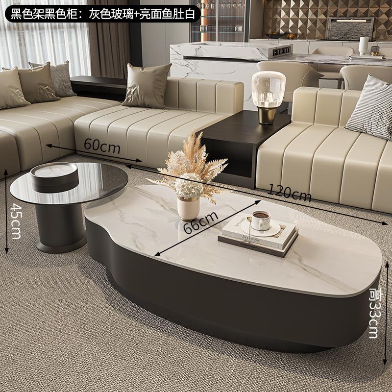 Special-shaped rock slab mango coffee table modern casual size apartment oval living room for home simple