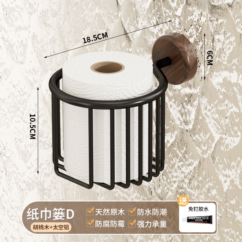 Walnut toilet toilet paper box non-punching bathroom toilet tissue box paper rack storage toilet paper rack