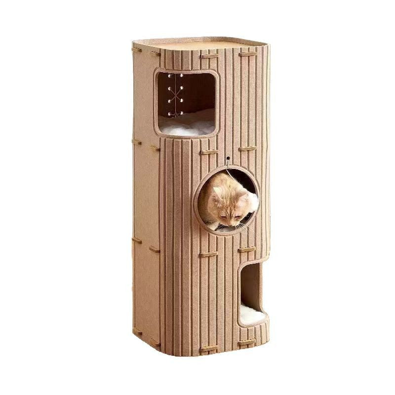 Accessible luxury multi-layer pet all year round drill hole all-in-one cat tree hole winter double-layer scratching board closed neutral cat house