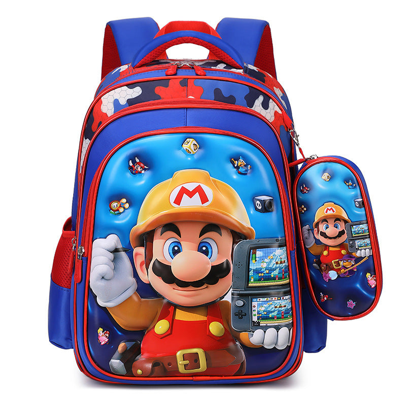 Ready-to-ship cross-border backpack set for grades 3-6. this two-piece backpack features a textured, glossy 3d leather design, perfect for elementary school students and designed to reduce the burden of carrying books