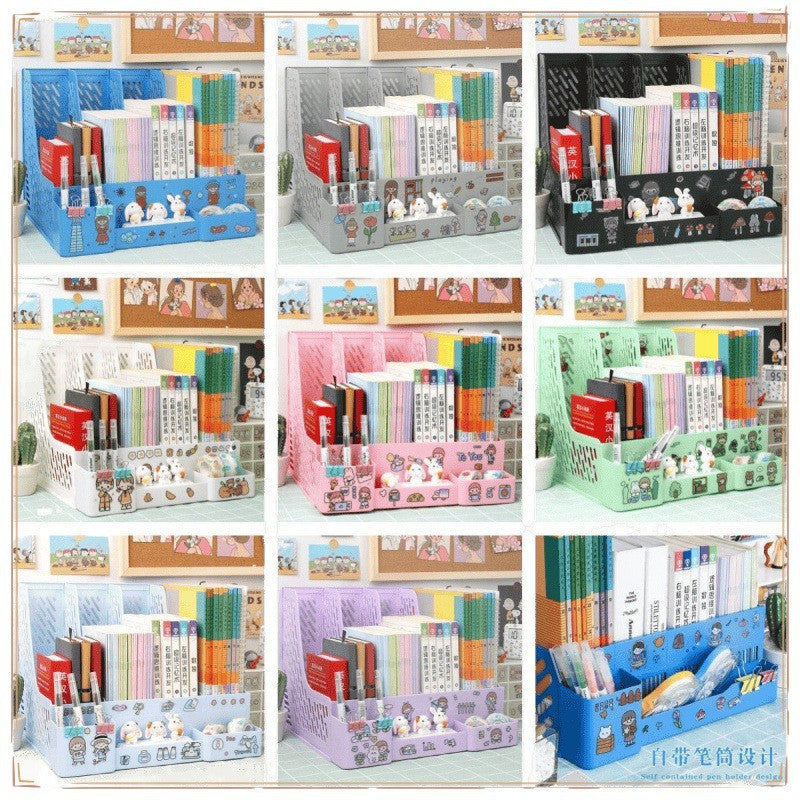 Desktop Files Bookstand Storage Box Folder Thickened Desk Storage Materials Student Bookshelf Bookshelf Desktop