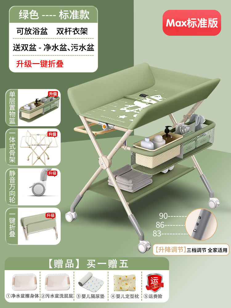 Changing table - multifunctional foldable baby care station for diaper changing, massage, bathing, and newborn care