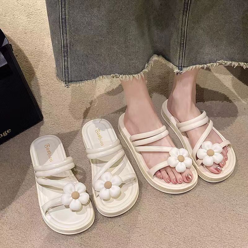 New floral flat sandals - sweet & versatile indoor/outdoor slippers for women - trendy summer princess style