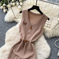 Slightly mature royal sister style sleeveless knittingsexydress women's summerk-style high waist waist slimming lookwork clothing long skirt