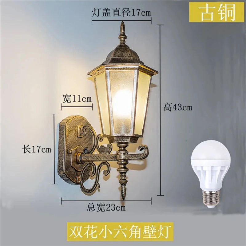 European style outdoor waterproof wall lamp retro courtyard light corridor staircase creative wall sconce garden balcony fence wall light