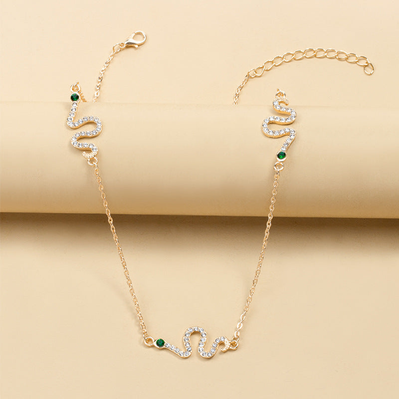 Snake necklace wholesale fashion cross-border autumn and wintersweater necklace women's banquet jewelry fashionstylish full diamond clavicle chain