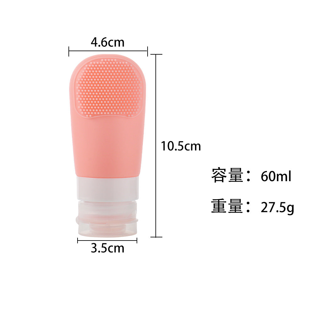 Press the outdoor travel silicone sub-bottle with suction cup brush 60ML laundry detergent shower gel silicone storage bottle