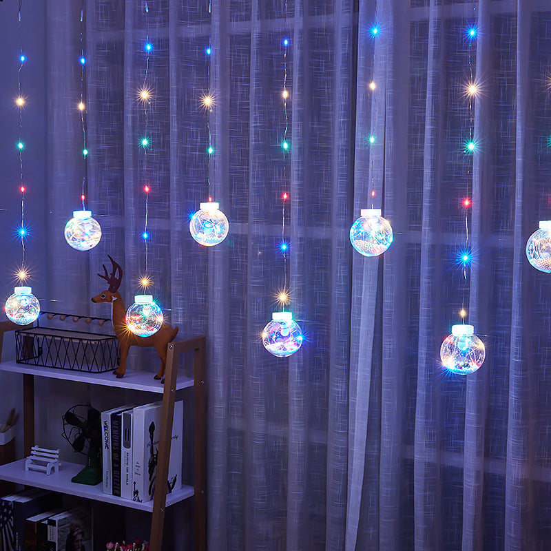 Cross-border new led snowman light string Christmas decorative light copper wire curtain light wishing ball lantern flashing light