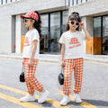 Girls' summer outfit set : trendy, stylish, and sporty - popular kids' clothing, big kids' short-sleeve summer two-piece set