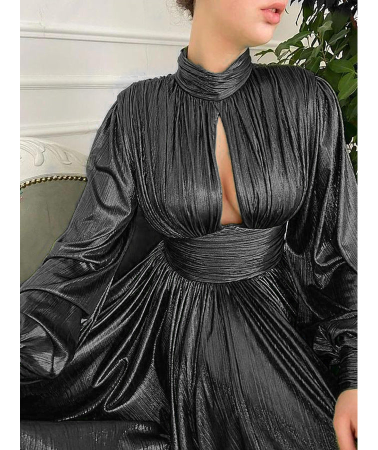 Amazon's new  spring summer popular color waist hanging neck large swing sexy avocado green dress long skirt